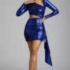 Nasira Cut Out Metallic Jersey minikjole i elektrisk blå