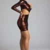 Nasira Cut Out Metallic Jersey Minikjole i kobberbronse