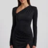 Nevina pyntet asymmetrisk bodycon-minikjole i svart