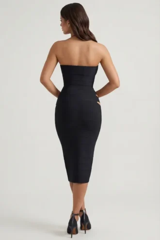 Nika Cut-Out Halterneck Bodycon Midaxi-kjole i svart