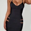 Nika Cut-Out Halterneck Bodycon Midaxi-kjole i svart