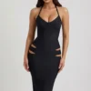 Nika Cut-Out Halterneck Bodycon Midaxi-kjole i svart