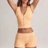 Nina Modal Foldover Mid-Rise Shorts i fersken