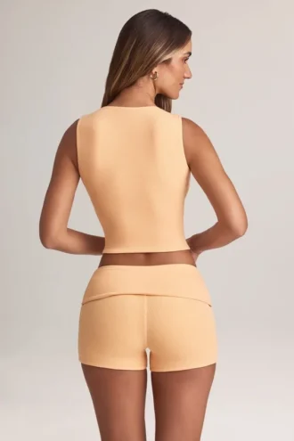 Nina Modal Foldover Mid-Rise Shorts i fersken