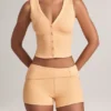 Nina Modal Foldover Mid-Rise Shorts i fersken