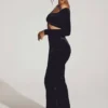 Nixie Velvet mid-rise maxi-skjørt i jet black