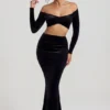 Nixie Velvet mid-rise maxi-skjørt i jet black