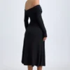 Noelle Modal Off-Shoulder Ruched Midaxi-kjole i svart