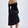 Noelle Modal Off-Shoulder Ruched Midaxi-kjole i svart