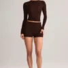 Noor Modal høye bodycon-shorts i sjokoladebrun