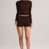 Noor Modal høye bodycon-shorts i sjokoladebrun