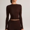 Noor Modal høye bodycon-shorts i sjokoladebrun