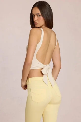 Norelle Modal Tie-Back Top i elfenben
