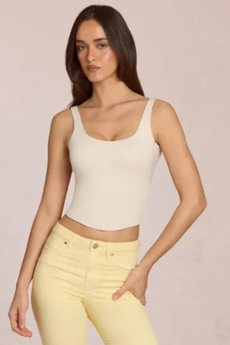 Norelle Modal Tie-Back Top i elfenben