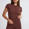Nour Tall Mid Rise Wide Leg Trouser i Chocolate