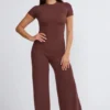 Nour Tall Mid Rise Wide Leg Trouser i Chocolate