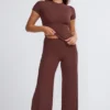 Nour Tall Mid Rise Wide Leg Trouser i Chocolate