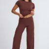 Nour Tall Mid Rise Wide Leg Trouser i Chocolate