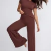 Nour Tall Mid Rise Wide Leg Trouser i Chocolate