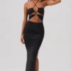 Oceane Cut Out Halter Neck Floor Length Maxikjoler i svart