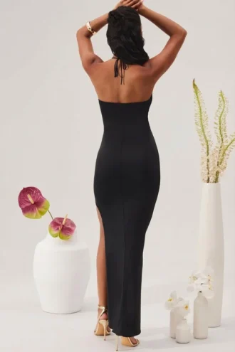 Oceane Cut Out Halter Neck Floor Length Maxikjoler i svart