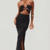 Oceane Cut Out Halter Neck Floor Length Maxikjoler i svart