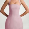 Odessa Pinstripe Halterneck Structured A-Line Minikjoler i Mauve