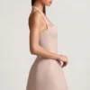 Odessa Pinstripe Halterneck Structured A-Line Minikjoler i Mushroom