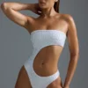 Oh Polly Swim: HOTFIX Edition pyntet, utskåret, frekk badedrakt i hvitt