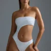 Oh Polly Swim: HOTFIX Edition pyntet, utskåret, frekk badedrakt i hvitt