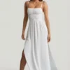 Olyssia Shirred Camisole Maxikjoler i hvitt