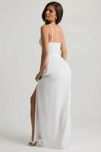 Olyssia Shirred Camisole Maxikjoler i hvitt