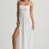Olyssia Shirred Camisole Maxikjoler i hvitt