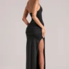 Oona Deep Plunge Halterneck Maxi Kjole i svart
