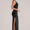 Oona Deep Plunge Halterneck Maxi Kjole i svart