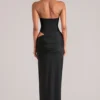 Oona Deep Plunge Halterneck Maxi Kjole i svart