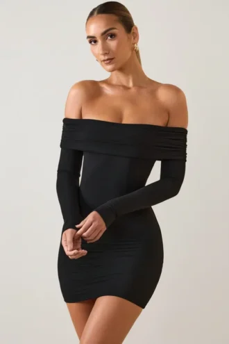 Oriana Modal Off-Shoulder Minikjole i svart