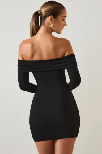 Oriana Modal Off-Shoulder Minikjole i svart