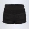 Orla shorts med volanger og middels høy midje i svart