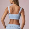 Ottilie Ruffle Tie-Front Crop Top i Powder Blue