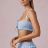 Ottilie Ruffle Tie-Front Crop Top i Powder Blue