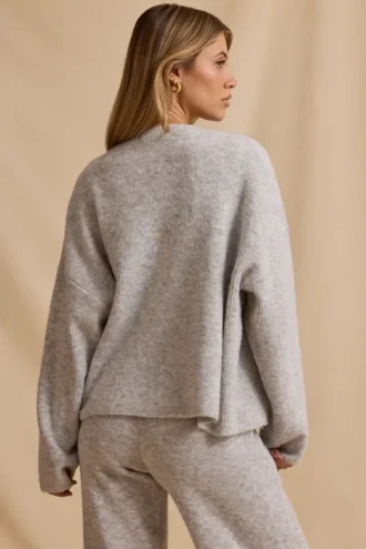 Oversized cardigan med glidelås i ismarmorert