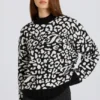 Oversized genser i jacquardstrikk i svart