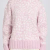 Oversized genser i rosa med jacquardmønster