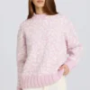 Oversized genser i rosa med jacquardmønster