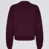 Oversized genser med rund hals i burgunder
