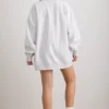Oversized genser med rund hals i grå melert