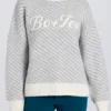 Oversized genser med strikket logo i Ice