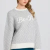 Oversized genser med strikket logo i Ice
