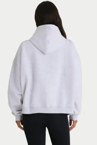 Oversized hettegenser i myk bomullsfleece i marlgrå